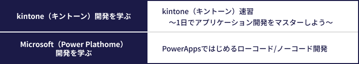 ローコード/ノーコード開発の研修コースラインナップ