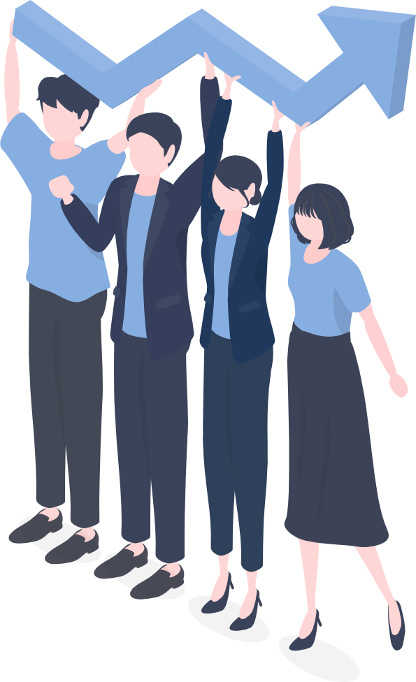 チームで成長するイラスト